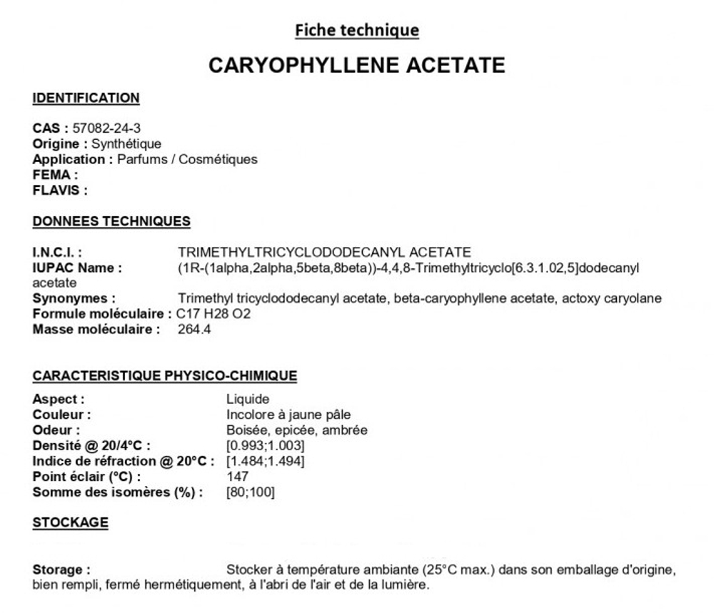 CARYOPHYLLENE ACETATE (Givaudan)/ КАРИОФИЛЛЕН АЦЕТАТ CAS 57082-24-3
