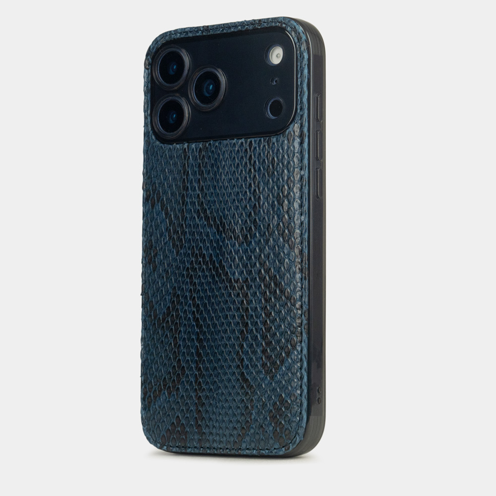 Чехол-накладка для iPhone 17 Pro Max Louis из кожи питона, синего цвета
