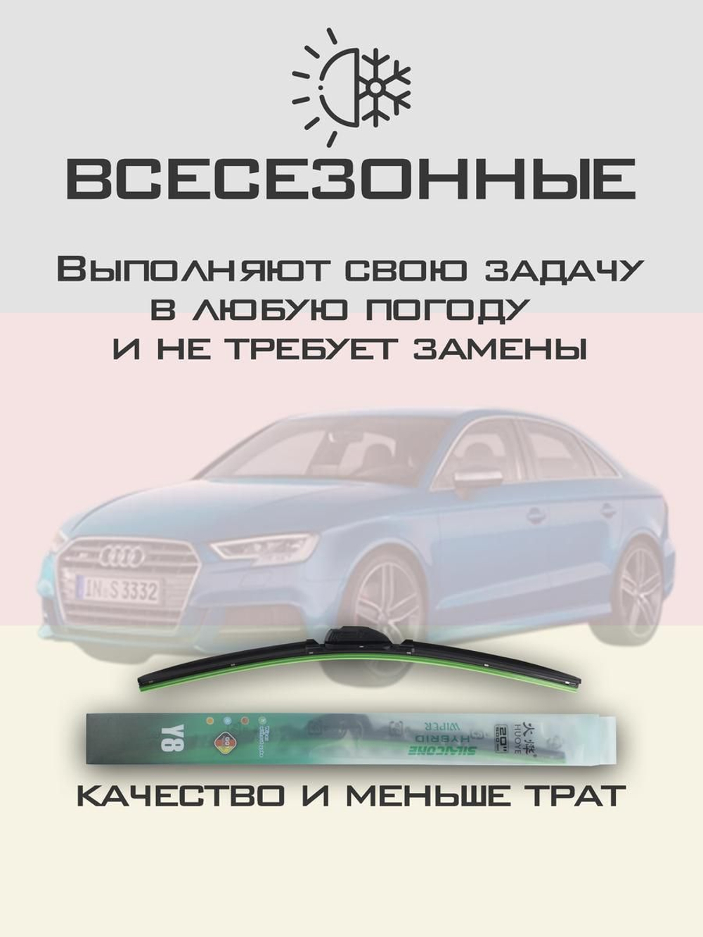 Щетки стеклоочистителя HUOYE Y8 650/450 мм на Audi S3 | Push button