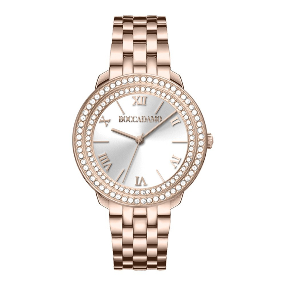 Часы Boccadamo Diva Rosegold White DV005 BW/RG с минеральным стеклом, кристаллами Swarovski