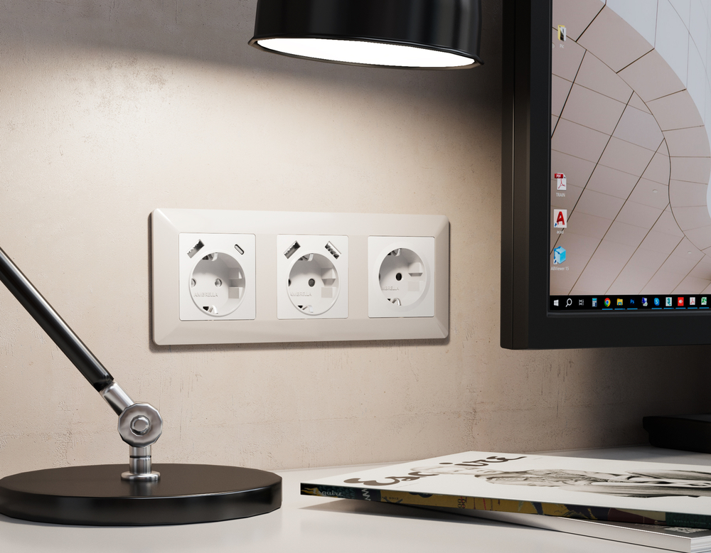 MA129010 Комплект механизма электрической розетки ALFA Белый матовый 2USB A+A 18W (быстрая зарядка) с/з QUANT (AP1290, VM155)