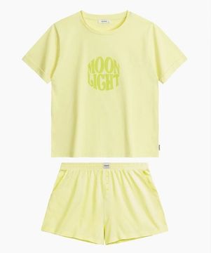 Женская пижама Atlantic NLP-487 ,с коротким рукавом и шортами, хлопок, лайм