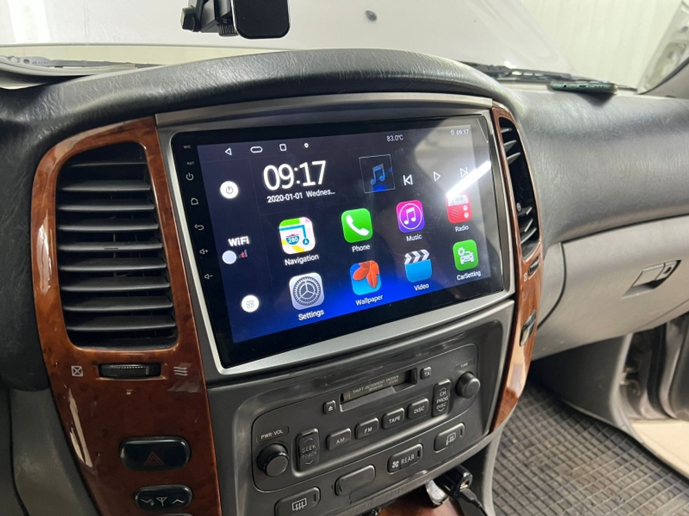 Магнитола для Toyota Land Cruiser 100, Lexus LX470 2002-2007 (климат на цветном экране) - Kuberg QLed, Android 13, TS20, CarPlay, SIM-слот