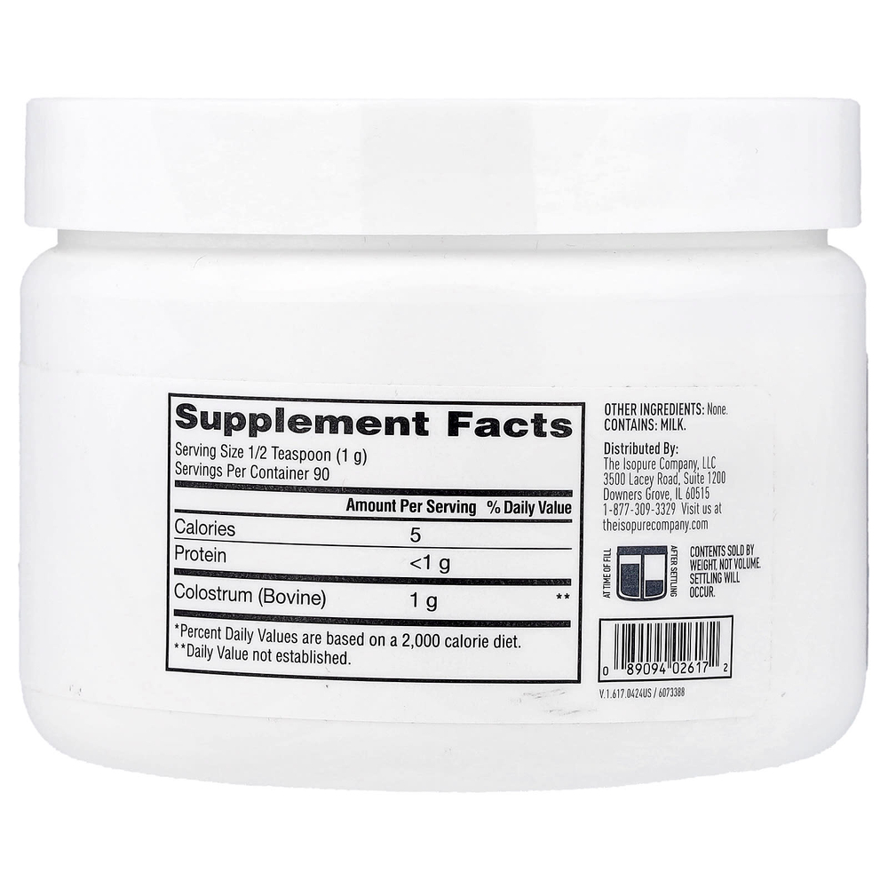 Isopure, молозиво, порошок, без добавок, 90 г (3,17 унции)