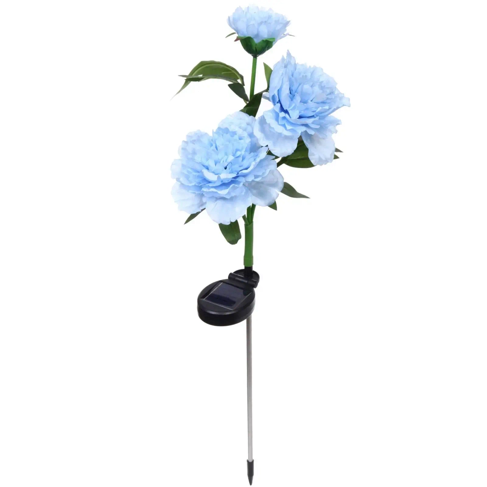 Светильник на солн.батарее (фигура на спице с подсветкой) «Великолепная роза» 73 см, Голубой (свечение белое)