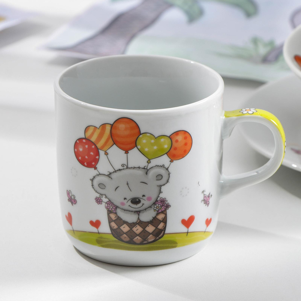 5478726 Набор детской посуды Доляна «Коала», 3 предмета: кружка 250 мл, миска 400 мл, тарелка d=18 с