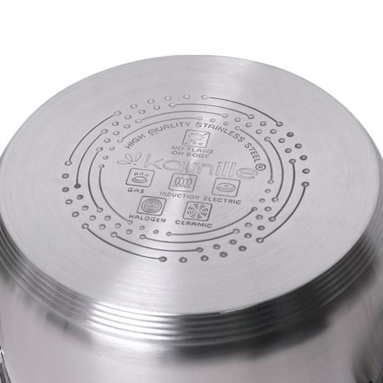 Кастрюля 2,9 л. из нержавеющей стали Kamille KM 5618S с крышкой