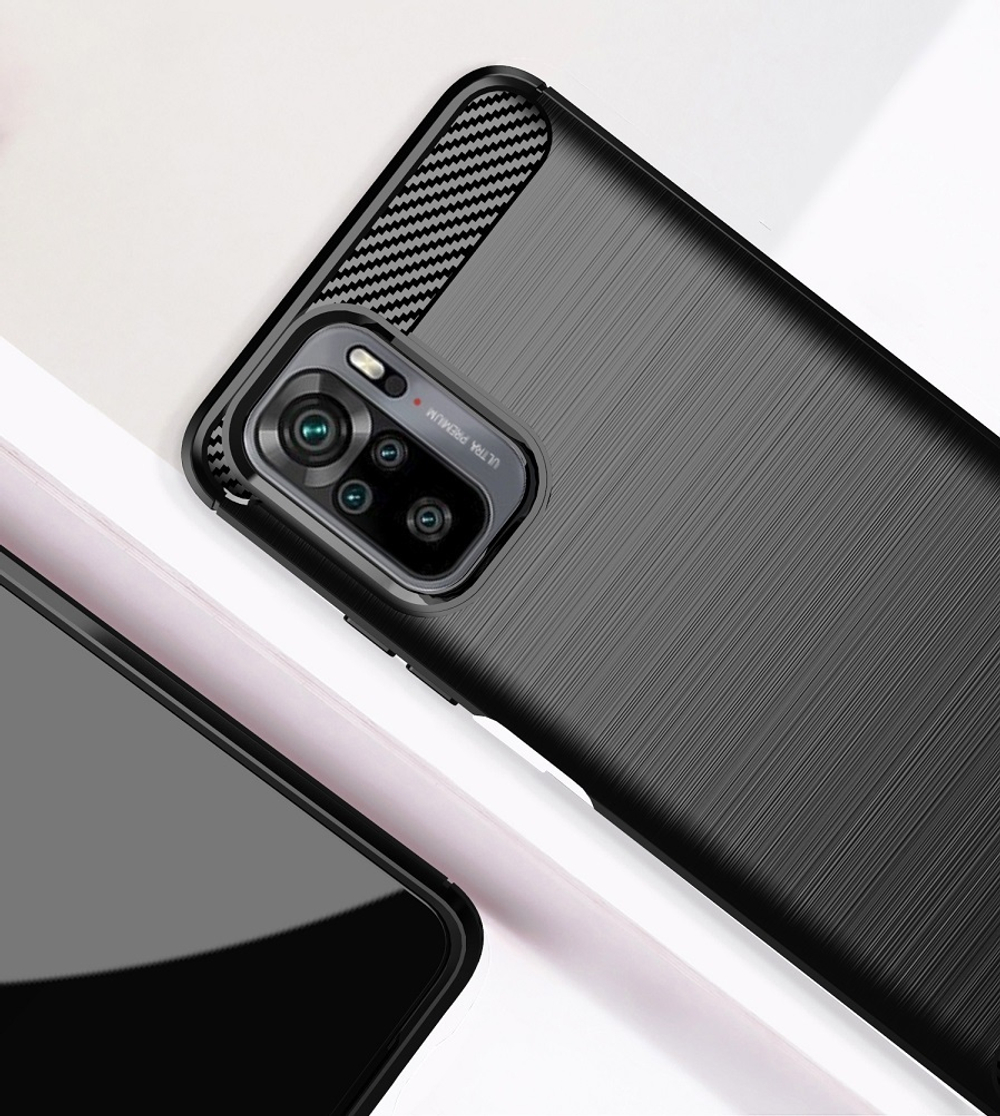 Мягкий защитный чехол на Xiaomi Redmi Note 10 и Poco M5s (с 2021 года), серия Carbon от Caseport