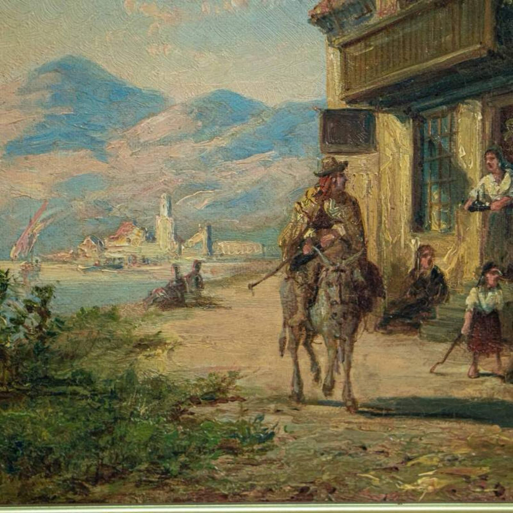 Винтаж: Антикварная картина «Итальянский Пейзаж»