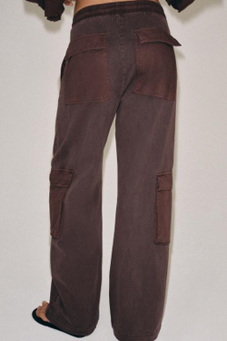 ZARA БРЮКИ КАРГО С ЭФФЕКТОМ ПОТЕРТОСТИ, КОРИЧНЕВЫЙ