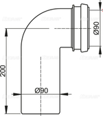 Колено стока, комплект 90/90 AlcaPlast M908