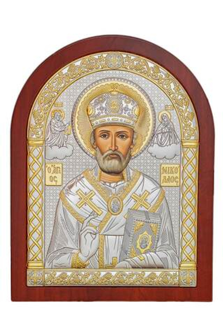 Николай Чудотворец, икона арочная, красное дерево 57х75