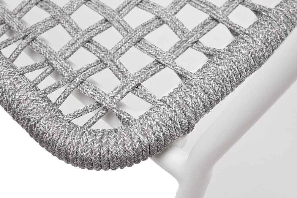 "Тунис" стул плетеный из роупа, каркас алюминий белый, роуп светло-серый