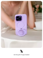 Чехол PYNANA для iPhone 16 Pro, кожа, австрийский хрусталь, нежно-фиолетовый