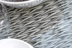 "Капучино" журнальный столик из искусственного ротанга (гиацинт), цвет серый