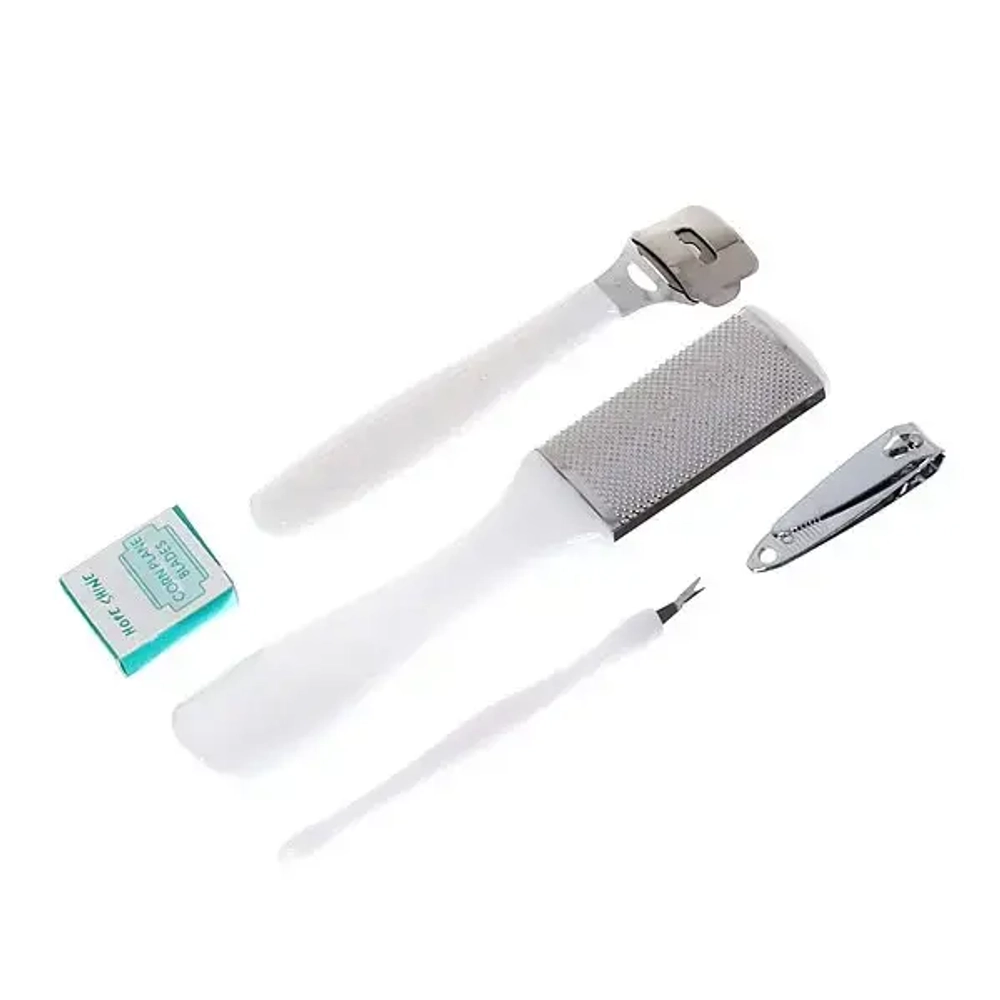 Педикюрный набор на блистере, 5 предметов «Ultramarine» (скребок для пяток, терка металлическая для ног, триммер, кусачки и лезвия)✦