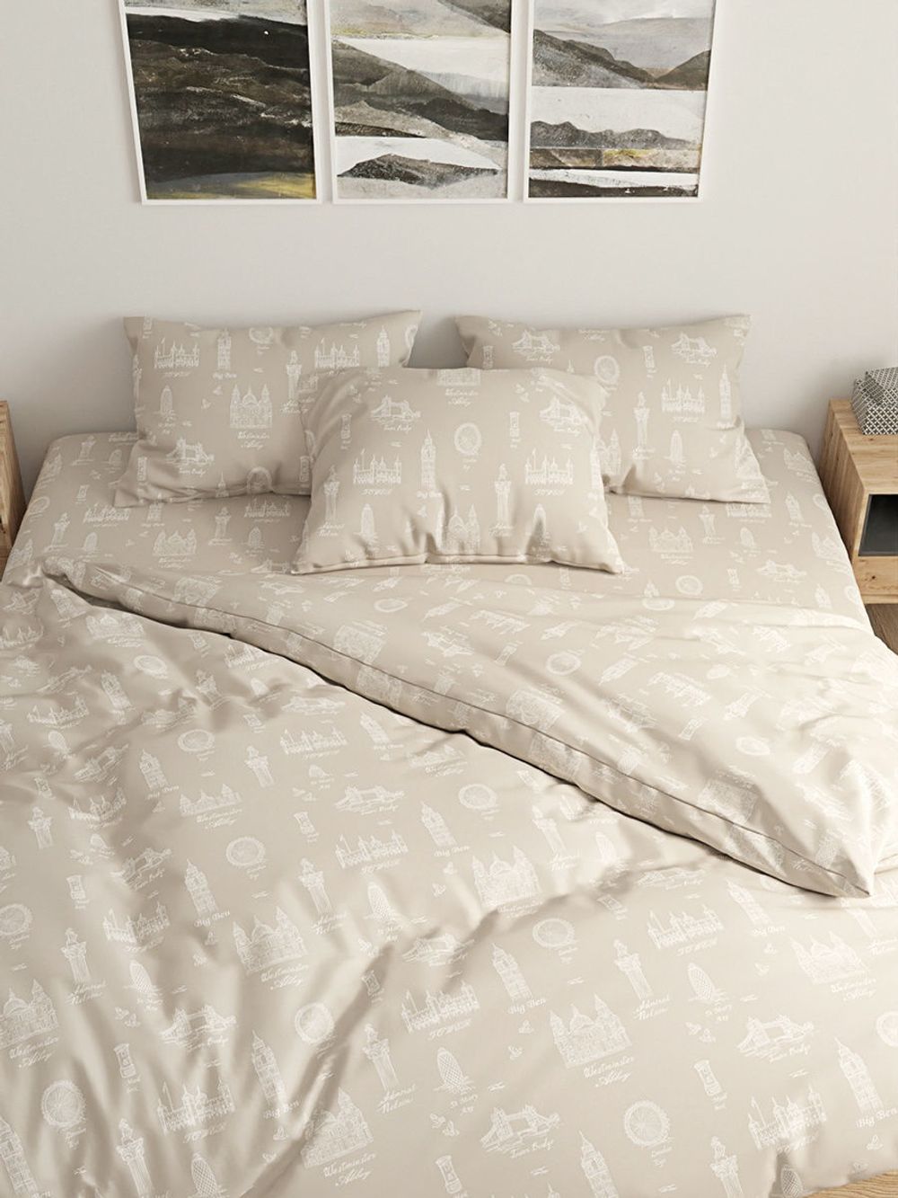 Простынь на резинке Сказка "Туманный альбион" 180х200 см, перкаль