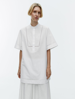 ARKET ПЛАТЬЕ-ТУНИКА С КОРОТКИМИ РУКАВАМИ, БЕЛЫЙ