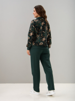 Костюм с брюками КБ-184/изумрудный-хризантемы