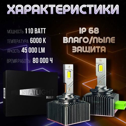 Автомобильные светодиодные LED лампы для авто / Цоколь D3S LED ксенон, без разбора фары, комплект 2 шт.