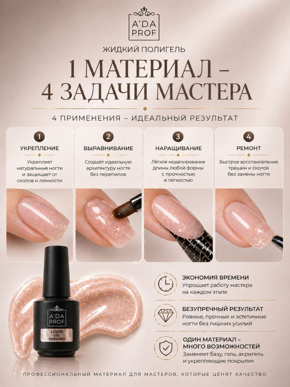 Жидкий полигель Shimmer 15 гр. № 12