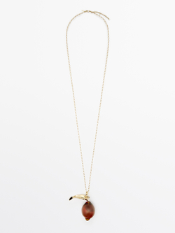 Massimo Dutti Цепочка со стеклянной подвеской, золотистый