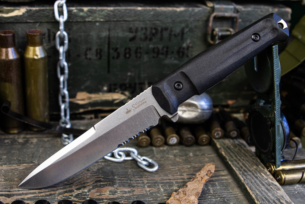 Тактический нож Alpha D2 Stonewash Serrated