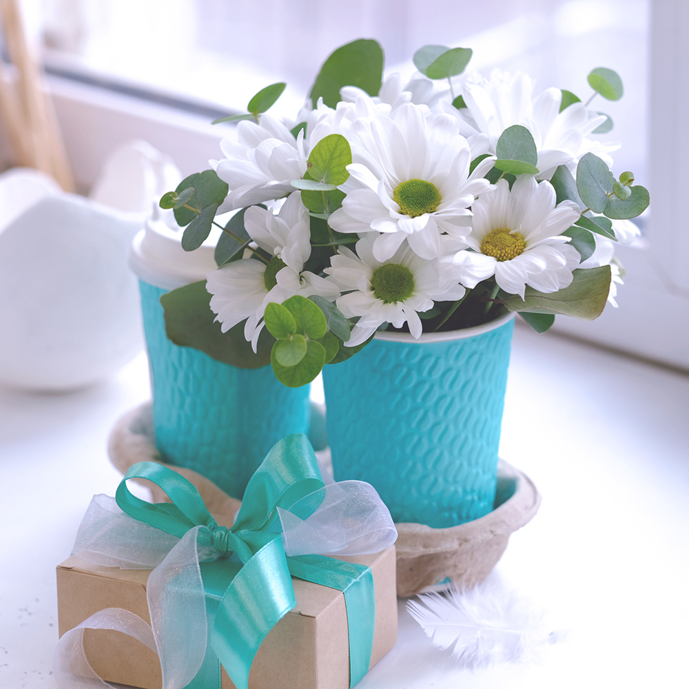 Композиция "Кофе с собой. Ромашки"