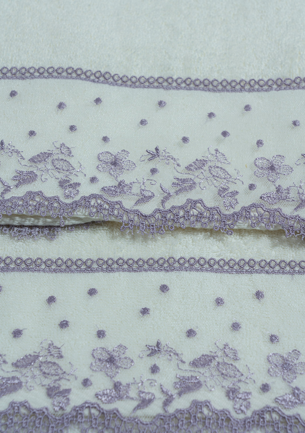 Набор полотенец 3шт Sandri Prato Fiorito с сиреневым кружевом