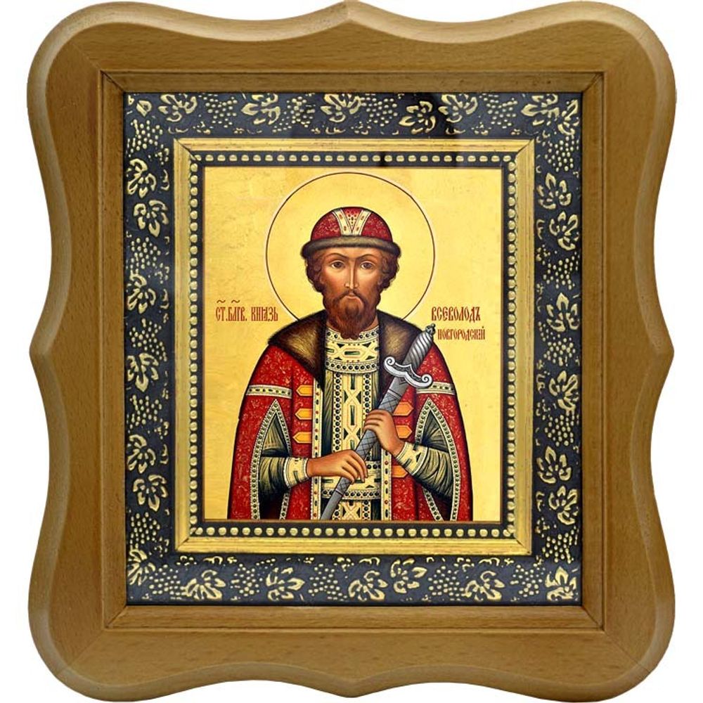 Всеволод Псковский и Новгородский Святой Благоверный князь. Икона на холсте.