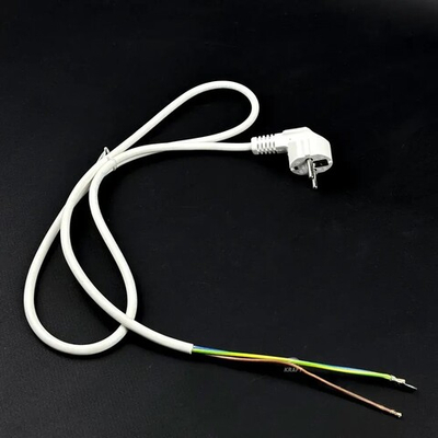 Белый шнур силовой, кабель питания ПВС-ВП 3х0,75 1.2 м с Г-образной евровилкой