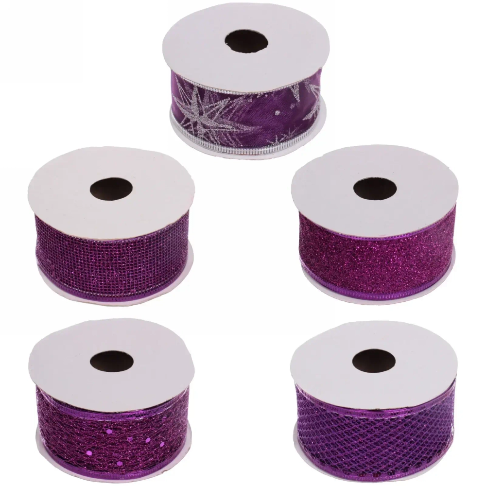 Лента для декорирования «Изящная» 4 см, 2,7 м, Фиолетовый (микс дизайнов)