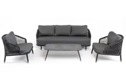 "Верона" лаунж-зона 5-местная плетеная из роупа (веревки), каркас алюминиевый темно-серый, роуп темно-серый