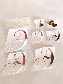 Наклейки свадебные буквы зеркальное серебро инициалы " Э "