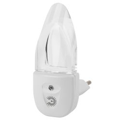 Ночник - светильник светодиодный ЭРА NN-618-LS-W в розетку с датчиком освещенности белый