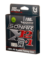 Плетеный шнур для рыбалки TauMANN Sonar X12+1 PE 150m #0.6 (0.12mm) Light Green