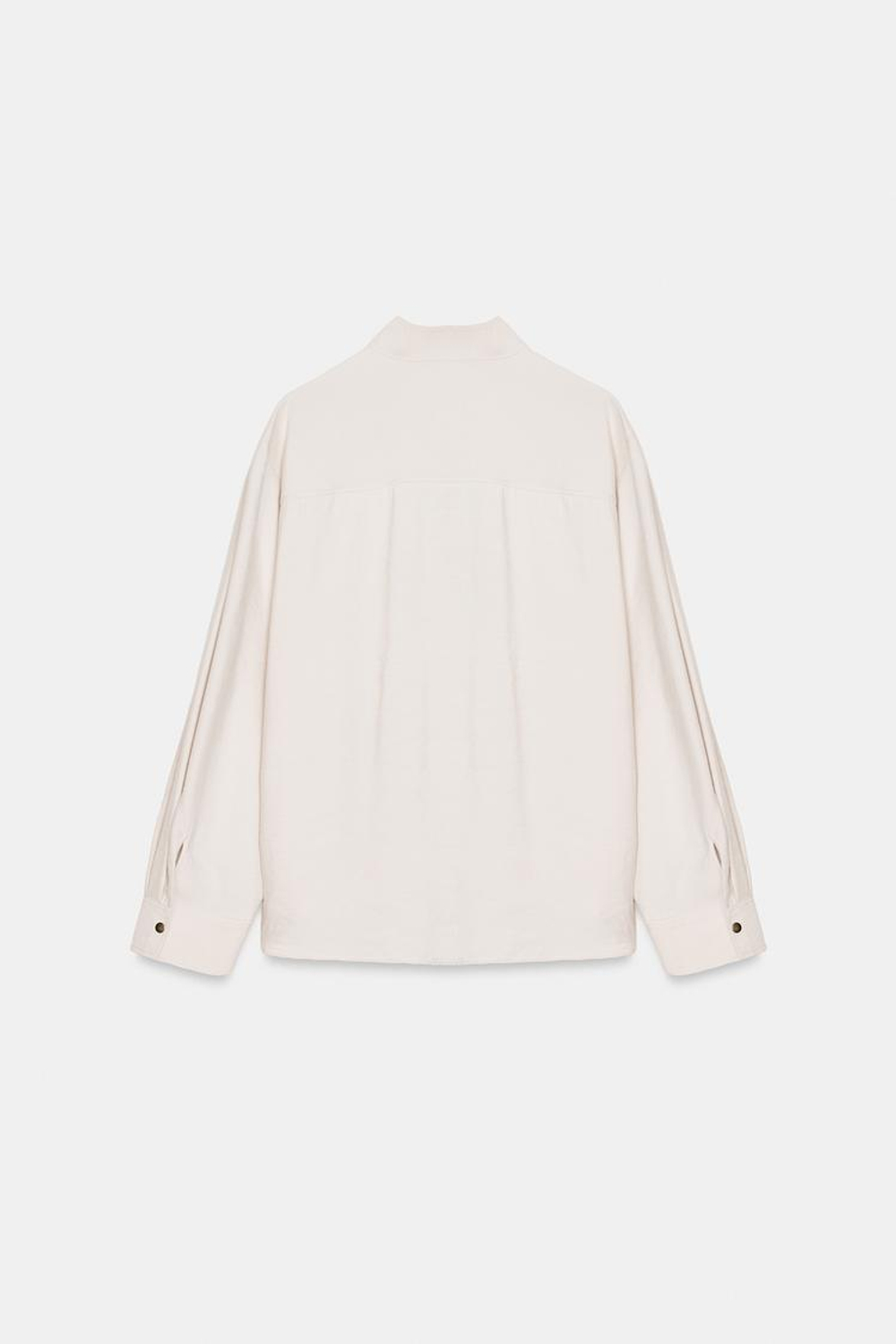 ZARA СТРУЯЩАЯСЯ РУБАШКА С ВЫСОКИМ ВОРОТНИКОМ, ПЕСОЧНЫЙ