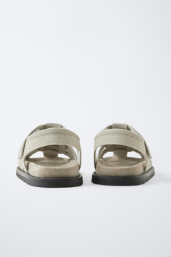 ZARA КОЖАНЫЕ САНДАЛИИ, ЭКРЮ