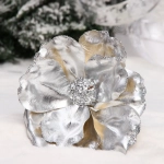 Украшение новогоднее «Пуансеттия - Зимний сон» 15 см, Серебро