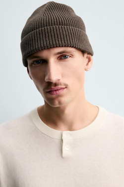 ZARA СВИТЕР ИЗ ХЛОПКА И КАШЕМИРА С ПУГОВИЦАМИ НА ГОРЛОВИНЕ, ЭКРЮ