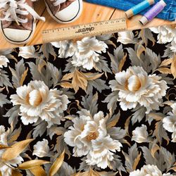 Ткань премиум сатин ночной цветочный хор