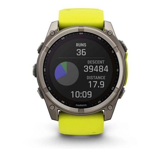 Умные часы Garmin Fenix 8, 51 мм, Solar, Sapphire Titanium with AMP yellow/graphite silicone band