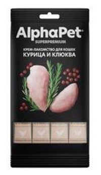 AlphaPet Superpremium 0,048кг крем-лакомство курица клюква для кошек