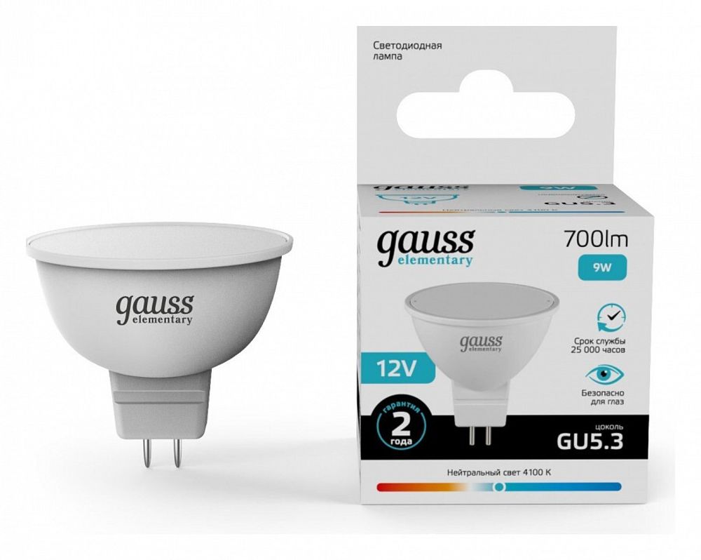 Лампа светодиодная Gauss Elementary GU5.3 9Вт 4100K 11529