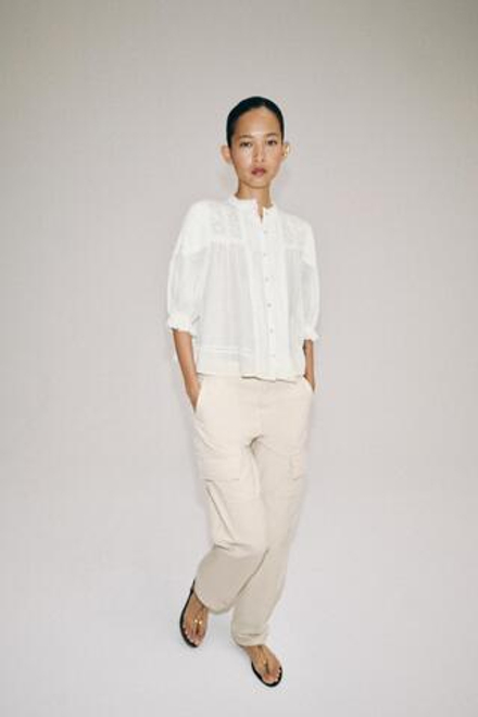 ZARA РОМАНТИЧЕСКАЯ РУБАШКА ИЗ ХЛОПКА — ZW COLLECTION, ЭКРЮ
