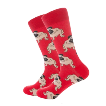 Носки с принтом "Мопс" красные Hobby Line