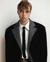 Пиджак двойной черно-серый