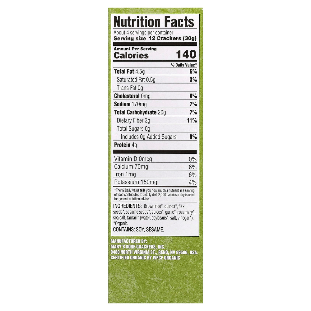 Mary's Gone Crackers, Organic Herb Original, крекеры, 113 г (4 унции)