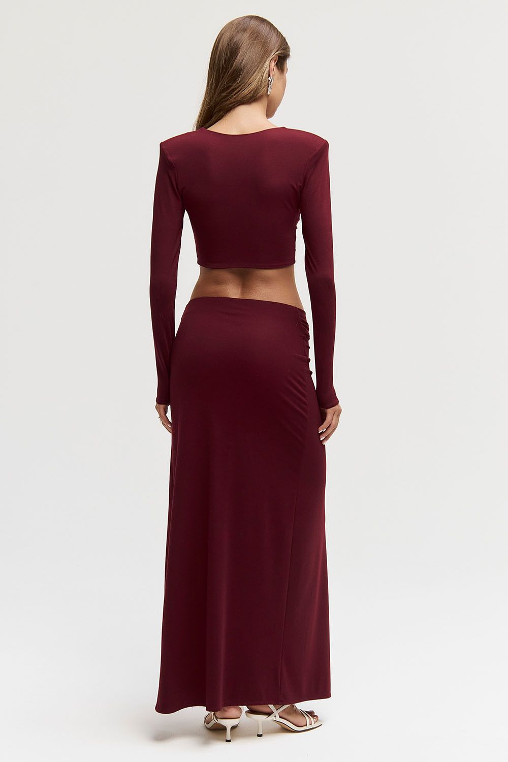 Юбка из вискозы с перекрутом цвета бордо