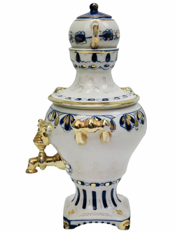 Статуэтка "Самовар с заварочным чайничком" Гжель